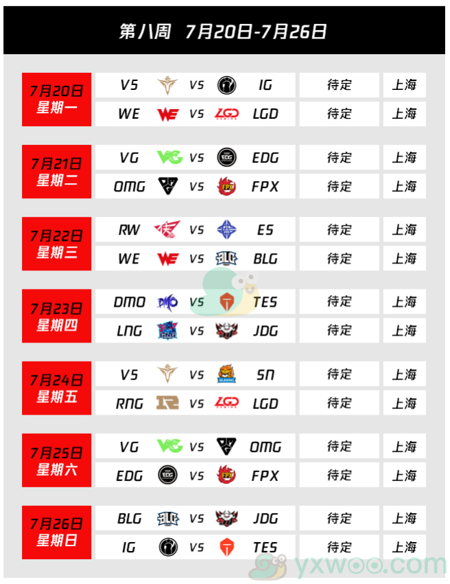 2020英雄联盟夏季赛赛程安排