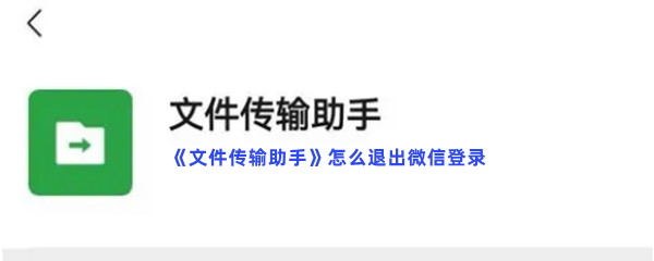 《文件传输助手》怎么退出微信登录？退出微信登录方法分享给大家喽！