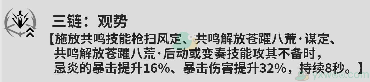 《鸣潮》忌炎共鸣链都有什么效果？推荐抽取几命呢